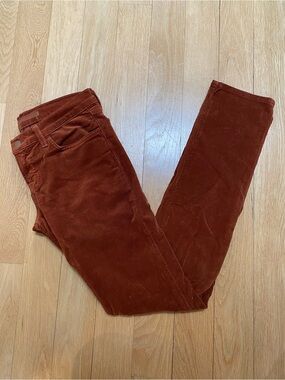 J Brand Skinny Corduroys in Rust Orange